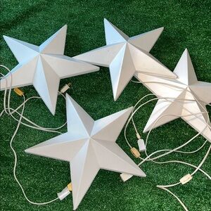 SET OF 4!! Vintage 1994 TPI White Plastic Blow Mold Stars HARD TO FIND!!